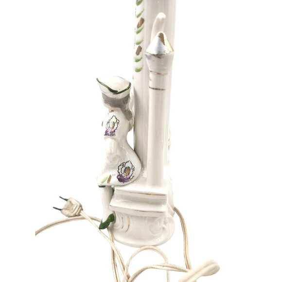 Wales Pottery Japan Figural Boudoir Lamp Victorian Style Lady & Gentleman Porcel - Picture 7 of 13